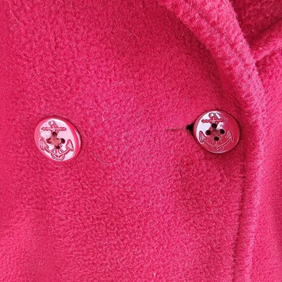 L. L. bean womens pea coat red anchor design buttons lined size M - Picture 5 of 6